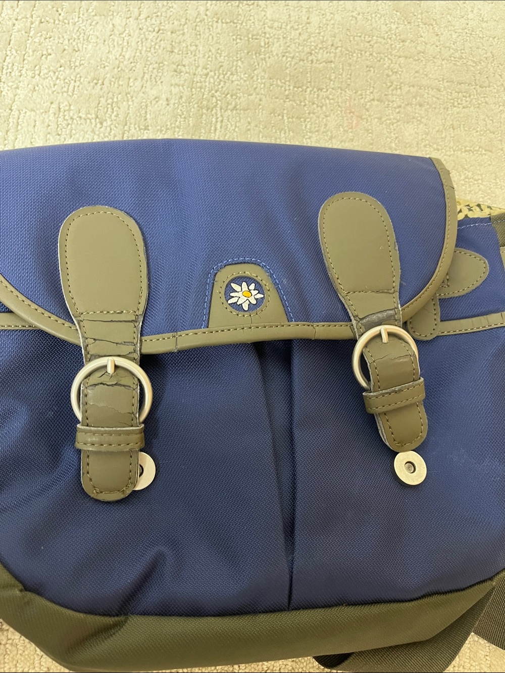 Sherpani Navy and Gray Messenger Bag with Buckle Detail - Picture 3 of 6